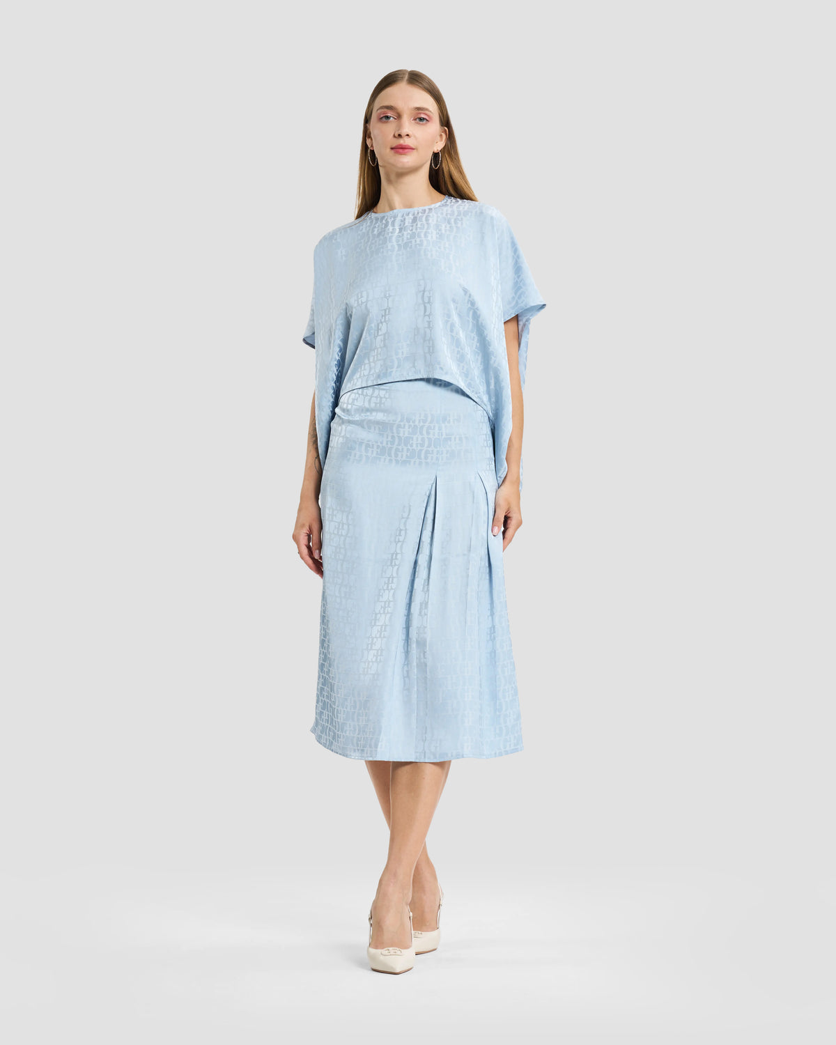 Sky Blue Monogram Jacquard Top