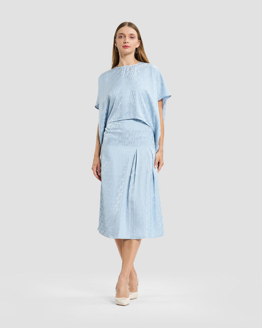 Sky Blue Monogram Jacquard Two-Piece Set