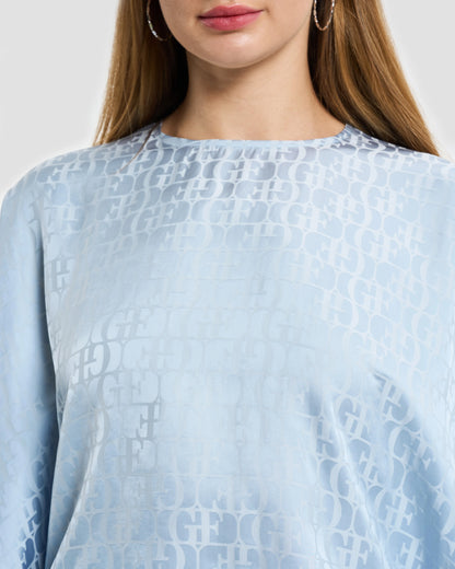Sky Blue Monogram Jacquard Top