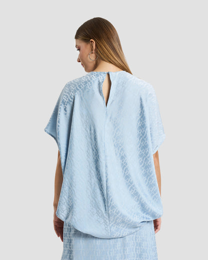 Sky Blue Monogram Jacquard Top
