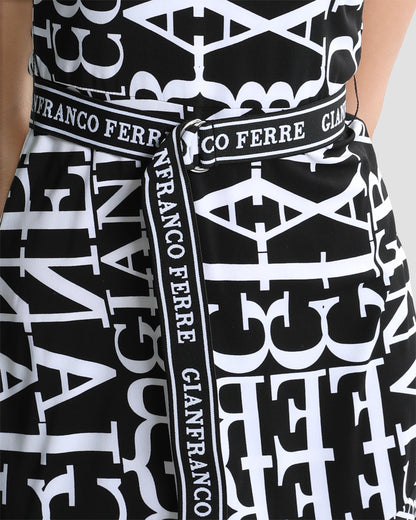 Belted Logo Printed Dress