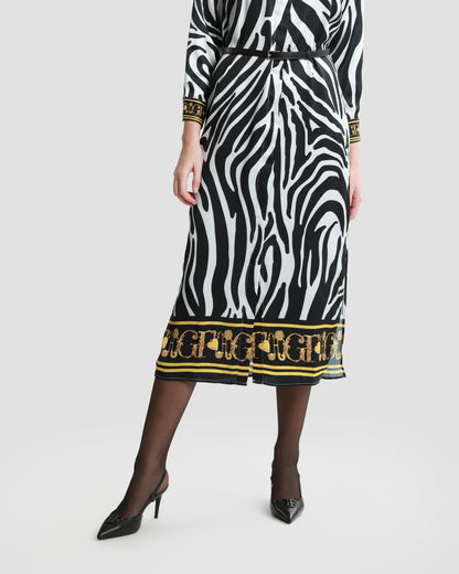 Baroque Trim Animal Print Maxi Dress