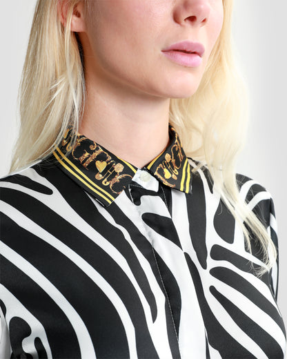 Baroque Trim Animal Print Midi Dress