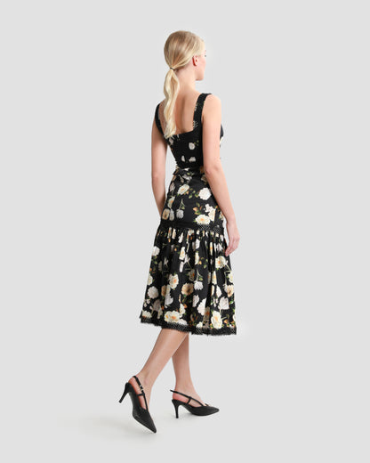 Floral Print Sleeveless Midi Dress