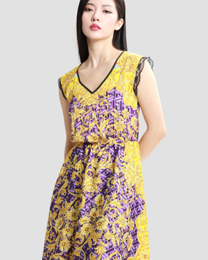 Multicolor Geometric Baroque Maxi Dress