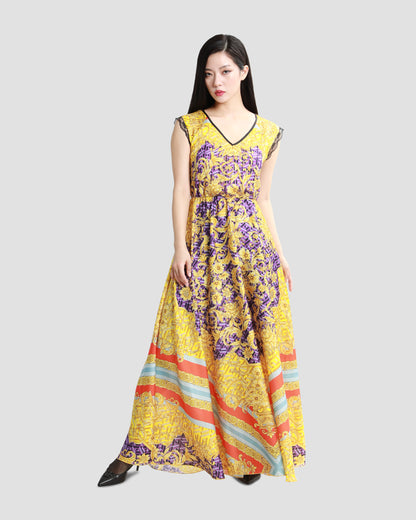 Multicolor Geometric Baroque Maxi Dress