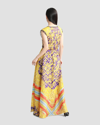 Multicolor Geometric Baroque Maxi Dress