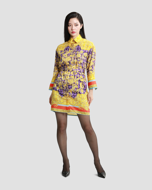 Baroque All-Over Print Mini Dress