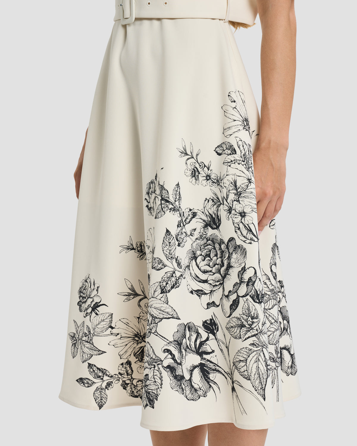 Floral Print Belted Midi Dress