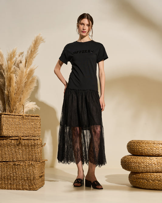 Lace Hem T-Shirt Dress