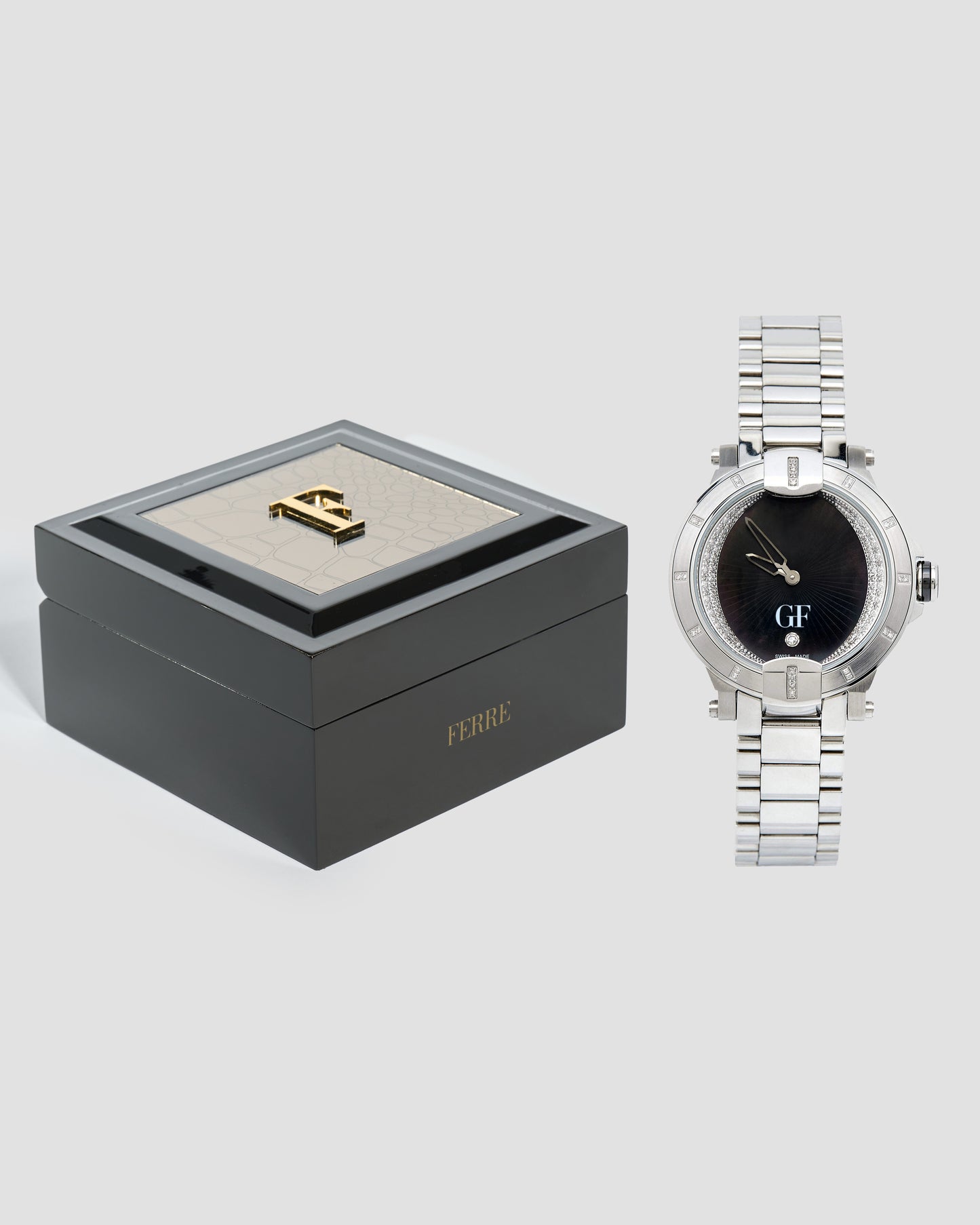 GF Black Dial Silver Bracelet Watch