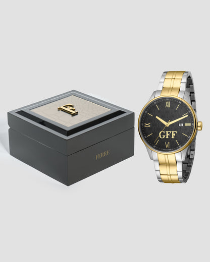 GFF Black Dial Two Tone Bracelet Watch