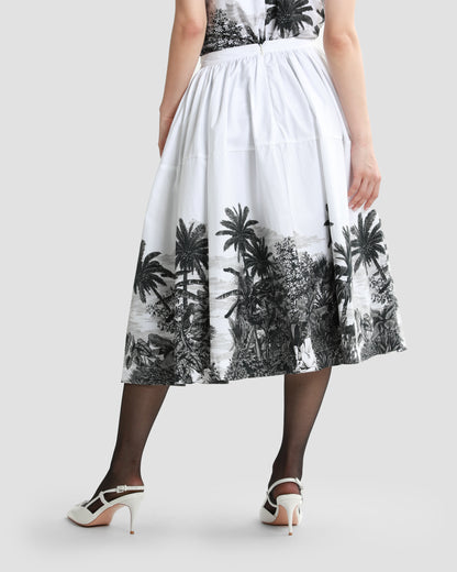 Botanical Placement Printed Skirt