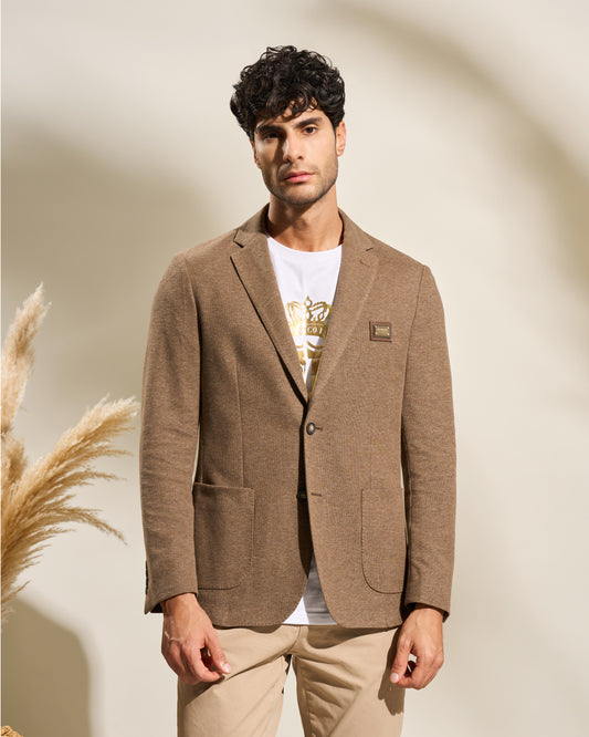 Gold-Tone Logo Plaque Jacket