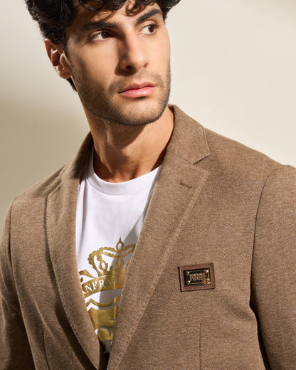 Gold-Tone Logo Plaque Jacket