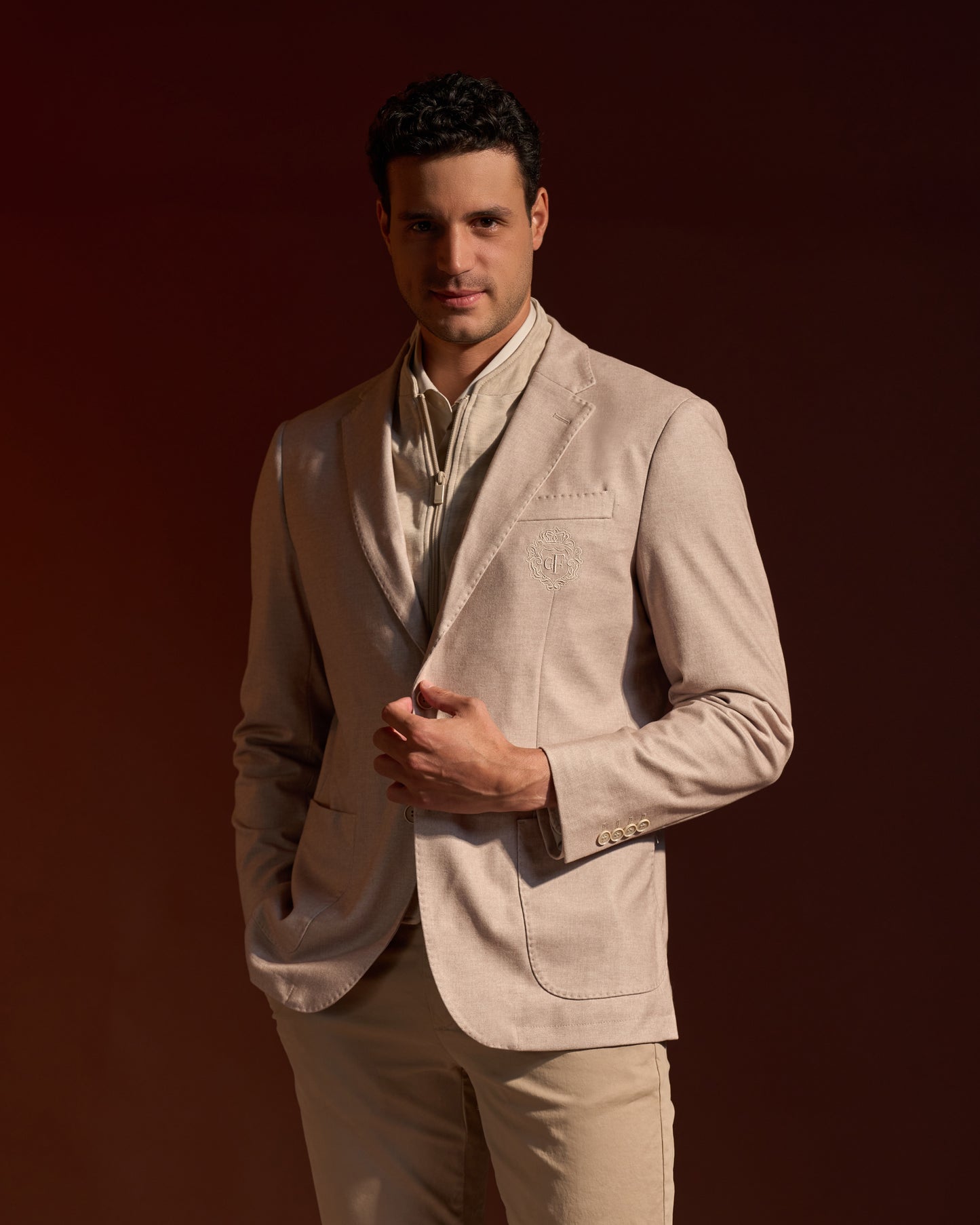 Embroidered GF Logo Slim-Fit Jacket