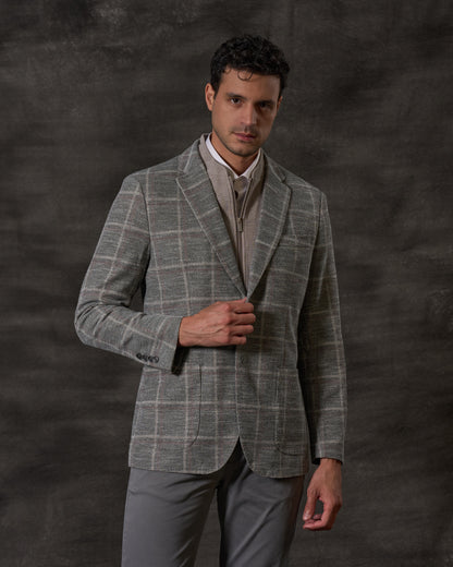 Grey Check Convertible Jacket