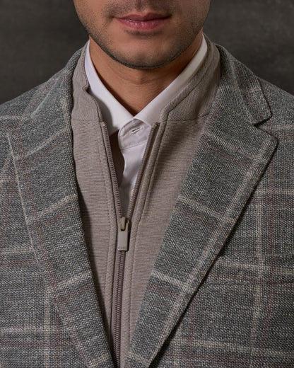 Grey Check Convertible Jacket