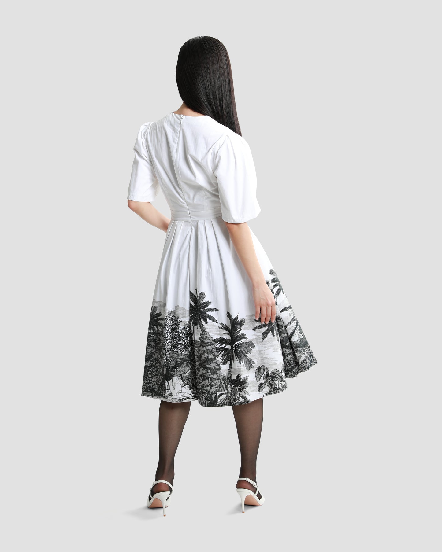 Botanical Placement Print Poplin Dress