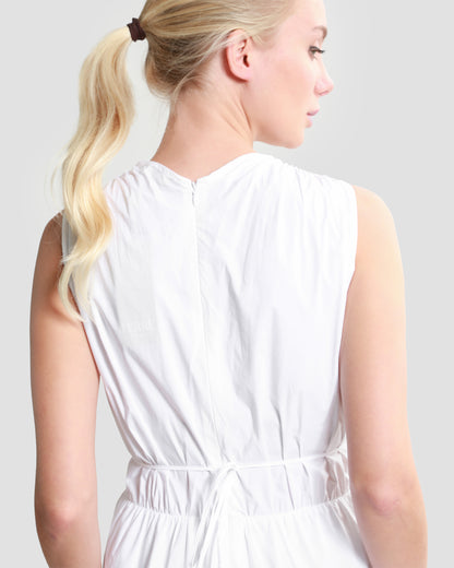 Tiered Poplin Midi Dress