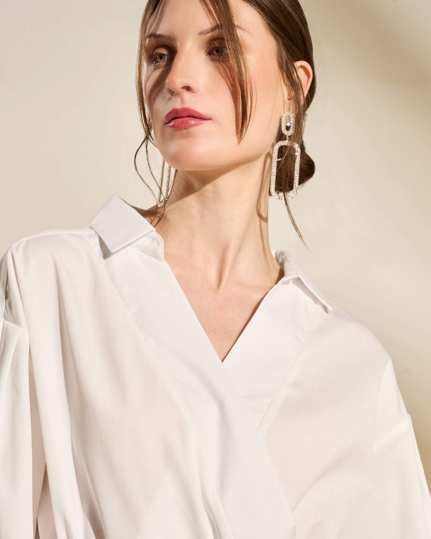 Pleated Wrap-Front Midi Dress