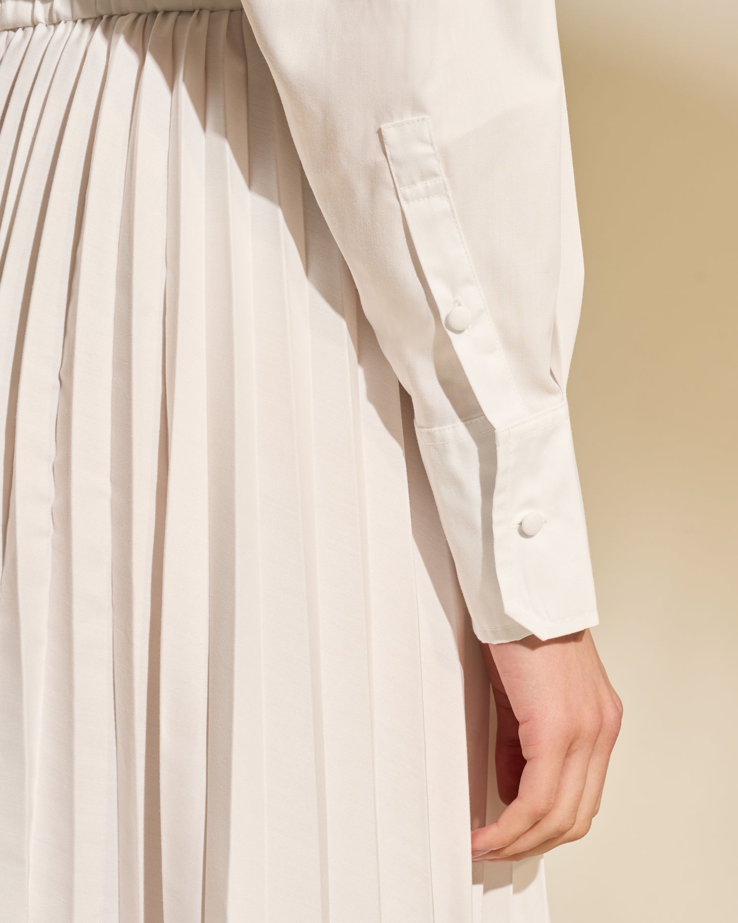 Pleated Wrap-Front Midi Dress