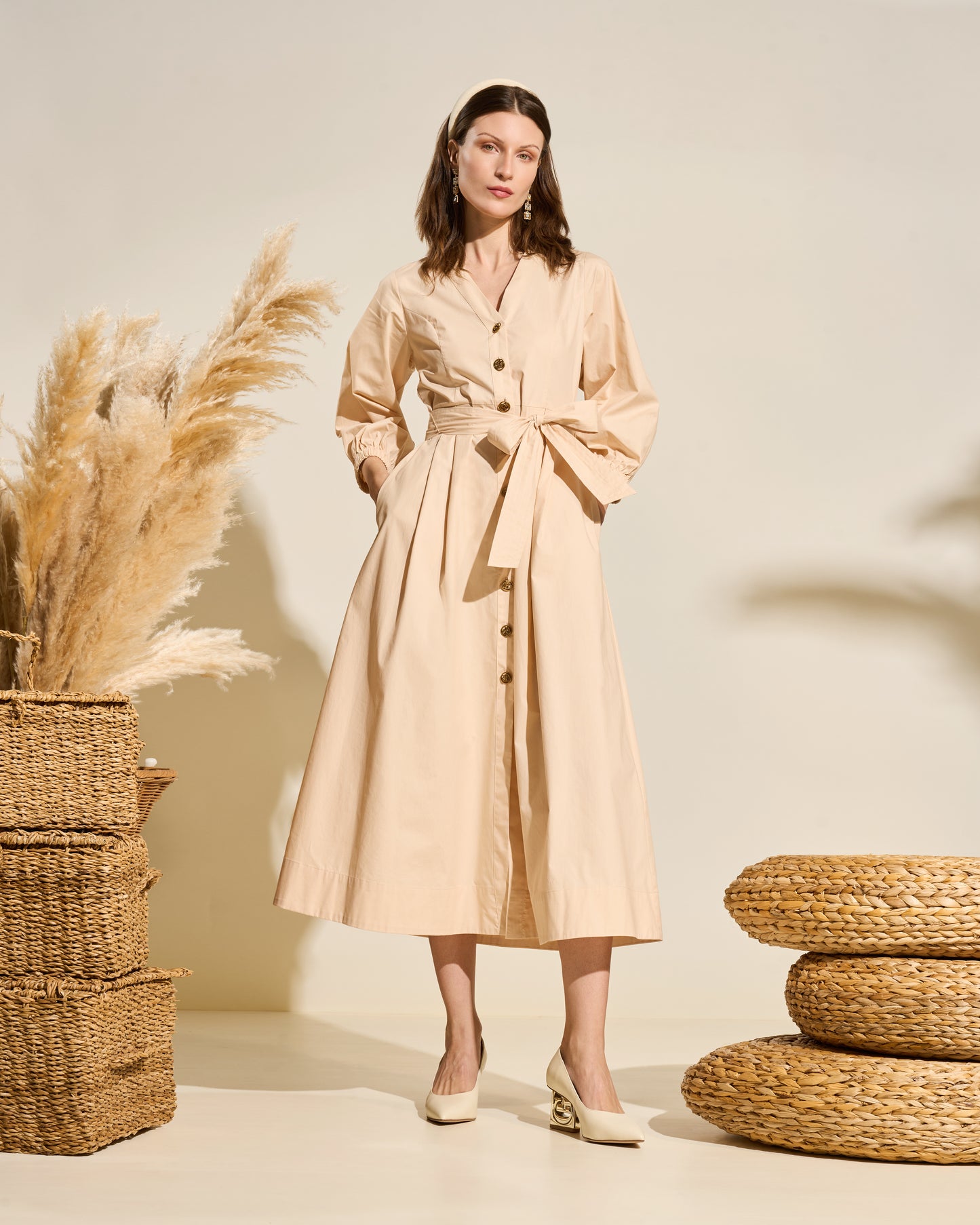 Belted Cotton Shirt Dress