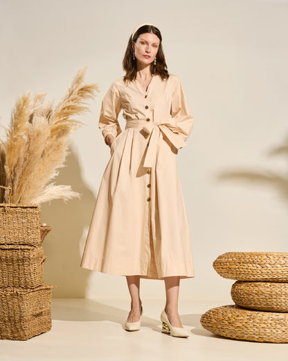 Belted Cotton Shirt Dress