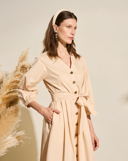 Belted Cotton Shirt Dress