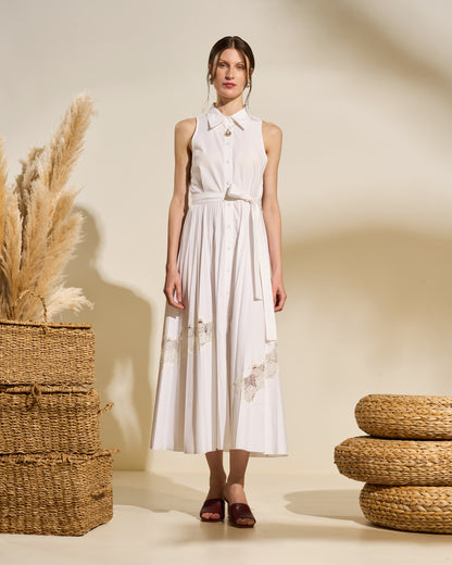 Sleeveless Embroidered Cotton Dress