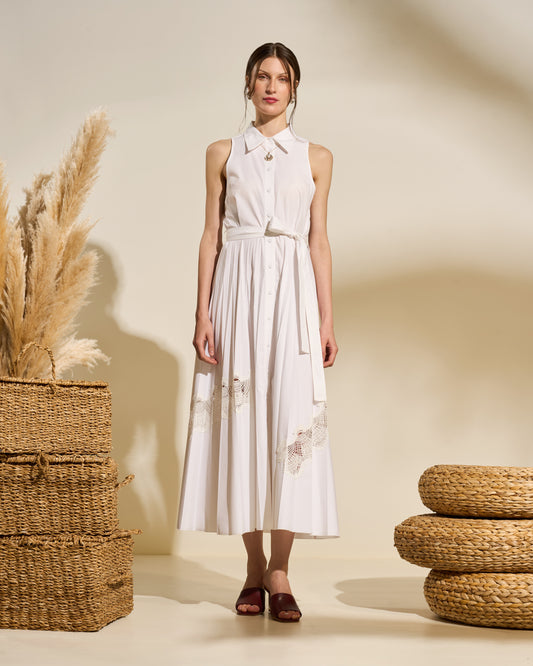 Sleeveless Embroidered Cotton Dress