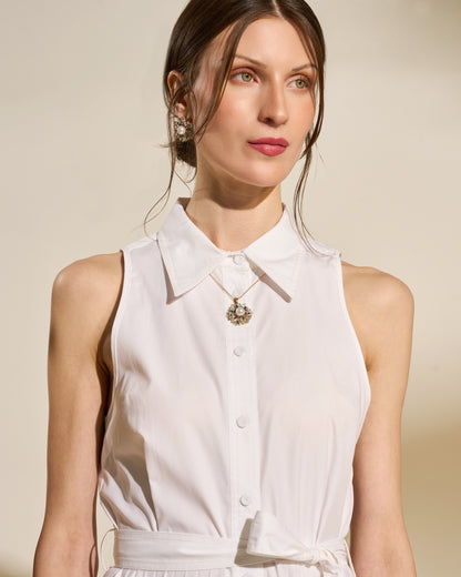 Sleeveless Embroidered Cotton Dress