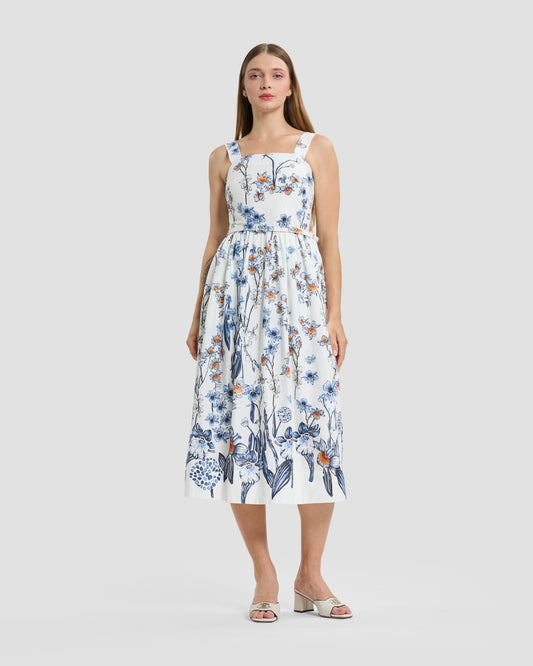 Wildflower Print Belted Midi Dress