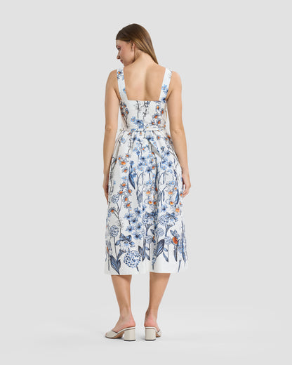 Wildflower Print Belted Midi Dress