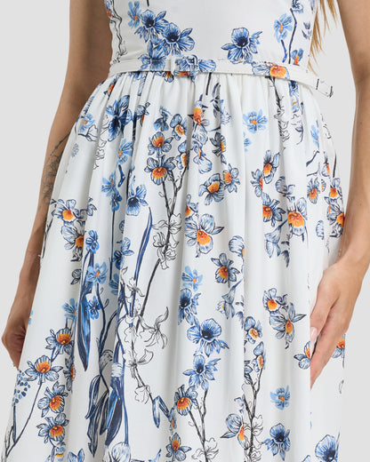 Wildflower Print Belted Midi Dress