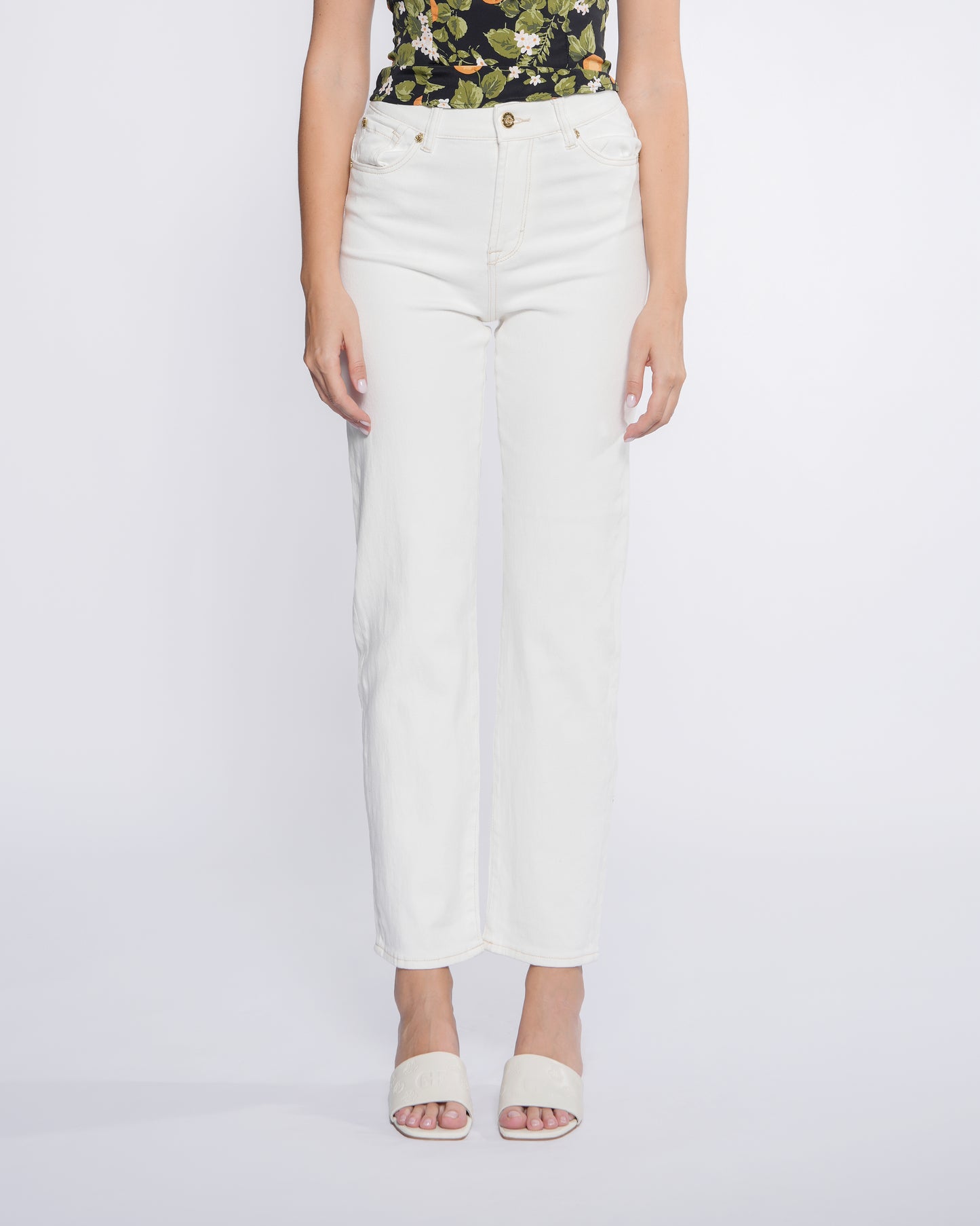 Straight Pants with Contrast Stitching