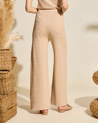 Textured Knit Wide-Leg Pants