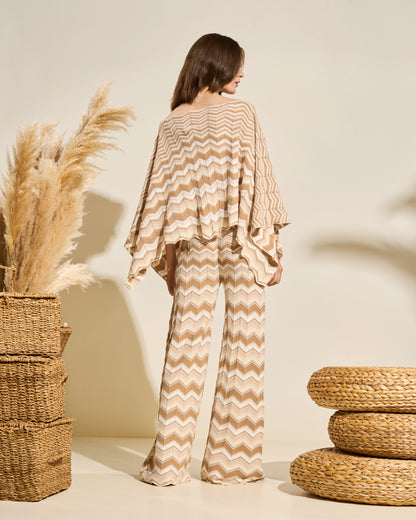 Chevron Knit Wide Leg Trousers