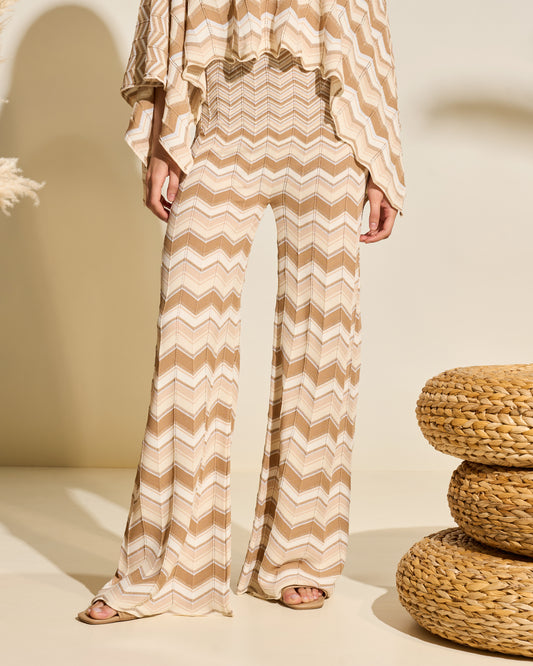 Chevron Knit Wide Leg Trousers