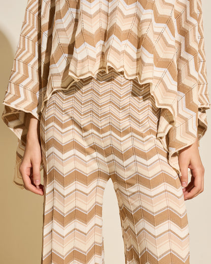 Chevron Knit Wide Leg Trousers