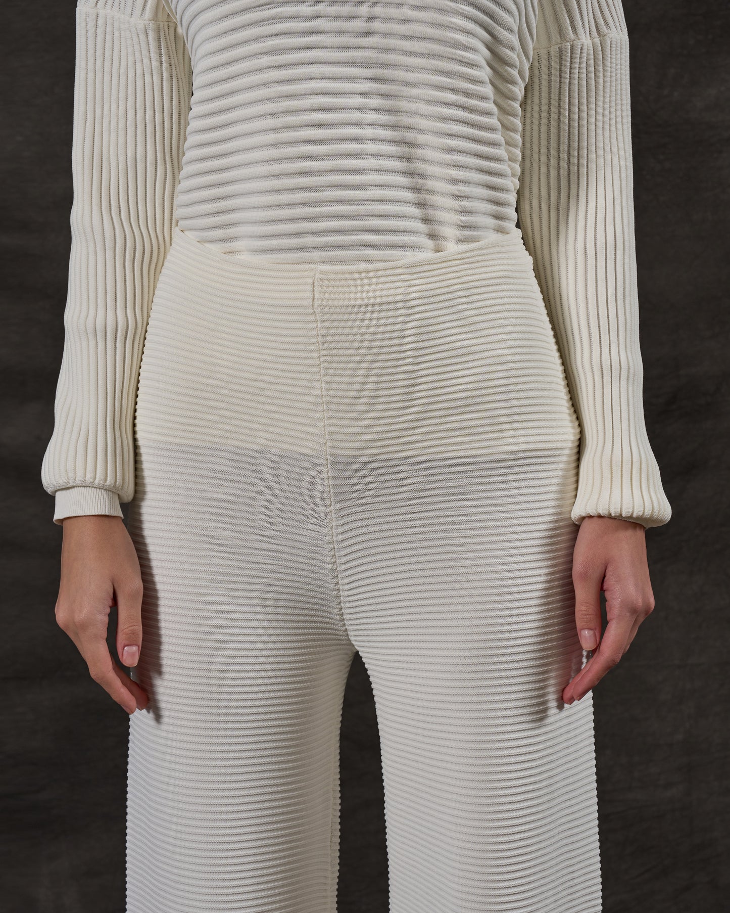 Ribbed Knit Wide-Leg Pants