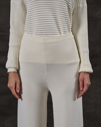 Ribbed Knit Wide-Leg Pants