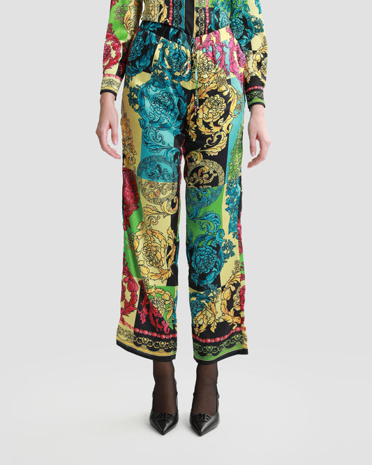 Ornate Color-Block Straight-Leg Pants