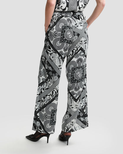 Black and White Abstract Printed Trousers