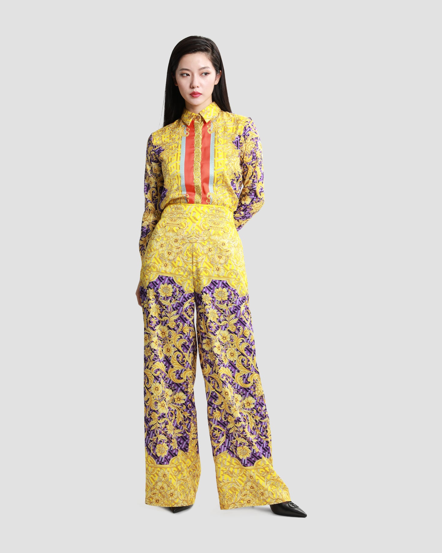 Baroque Geometric Print Wide Leg Trouser