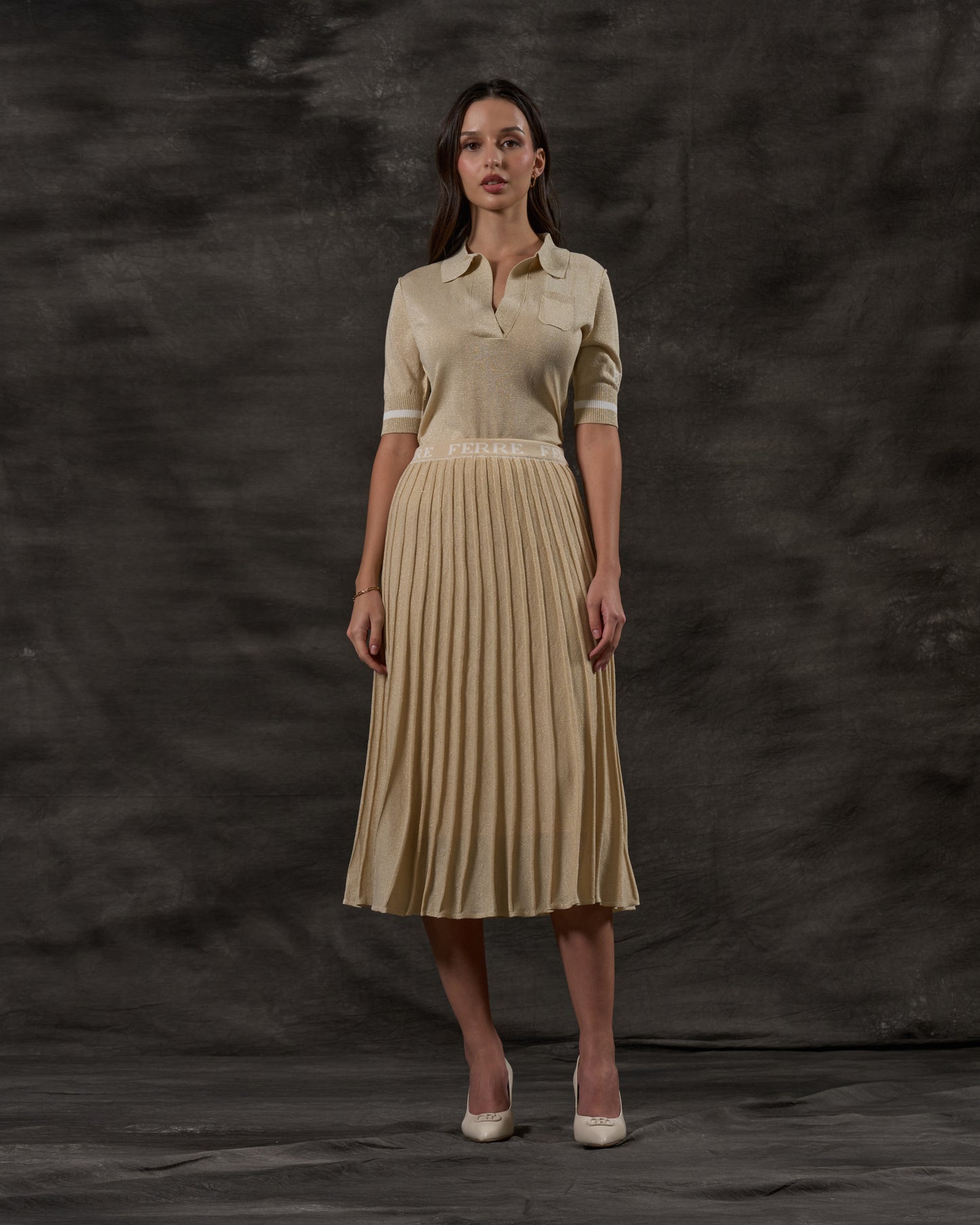 Ferre Pleated Knit Skirt