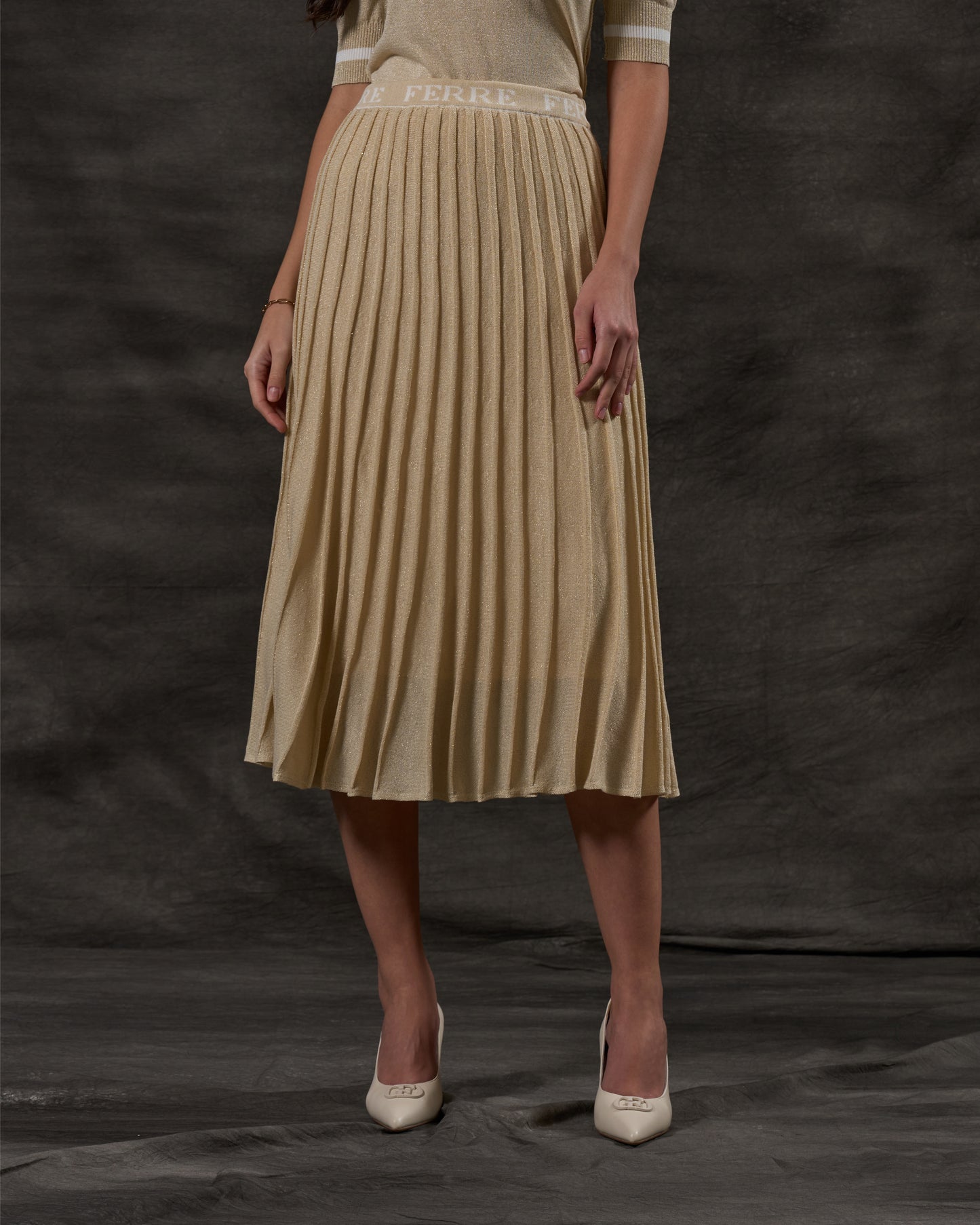 Ferre Pleated Knit Skirt