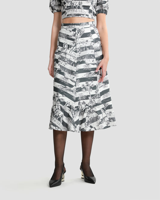 Toile Printed Midi Skirt