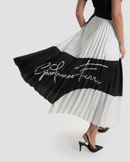 Bi-Color Pleated Skirt