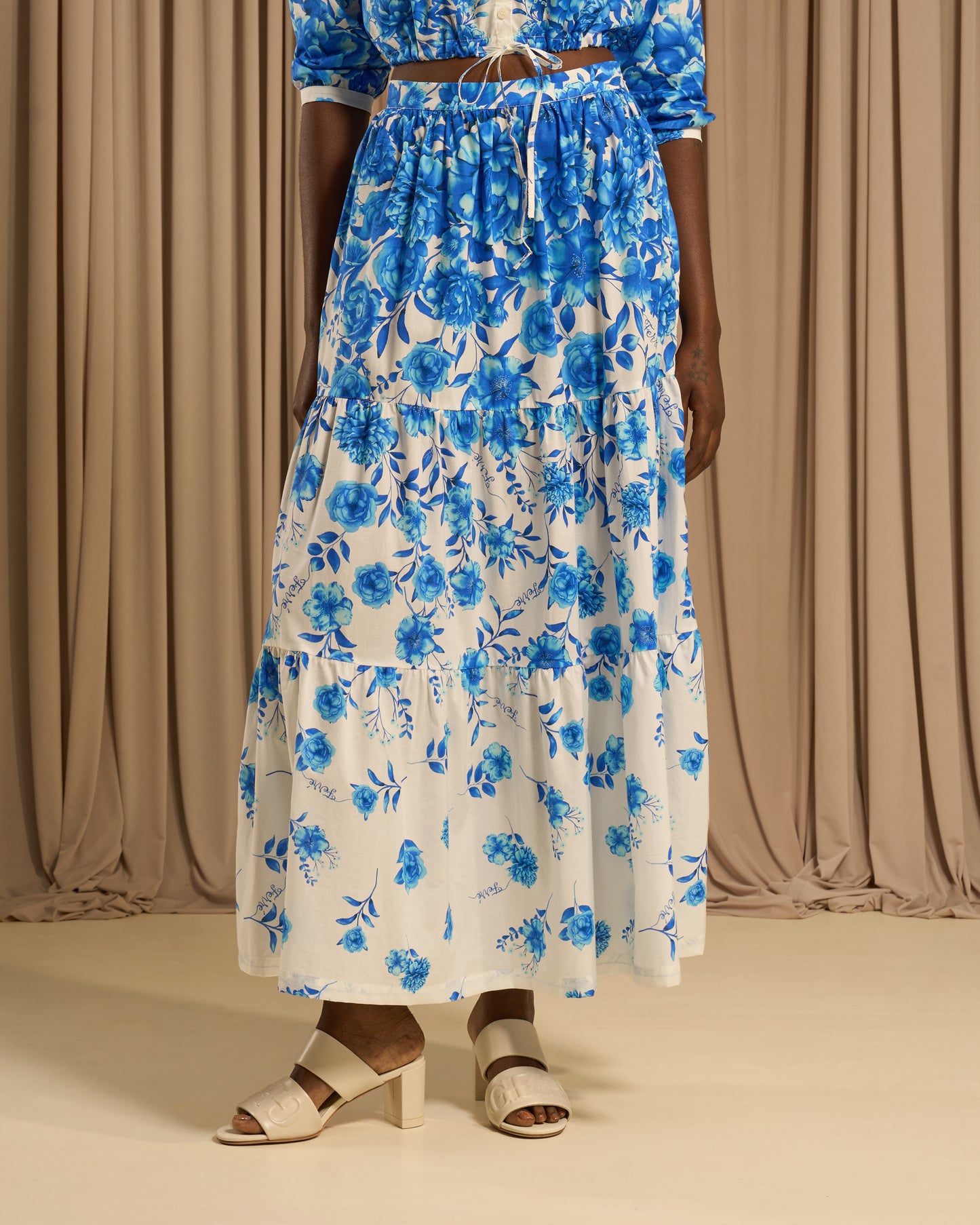 Gradient Floral Maxi Skirt